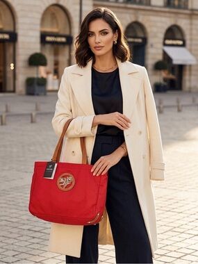 Piero Gudi Red DISCOVERY Tote Bag Luxury Travel Spring Summer Valentines NWT